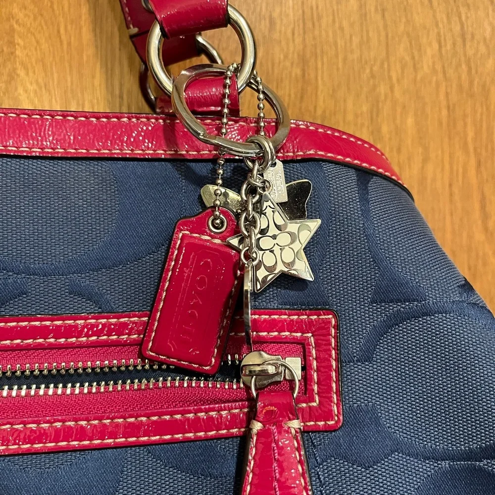 COACH Navy and Pink Purse with Charms - Picture 4 of 9